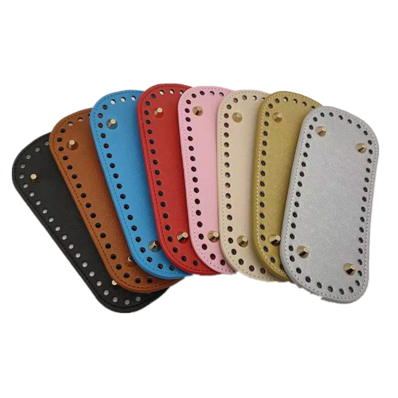 DIY Bag Bottom Accessories Wholesale Hardware Leather Base Pu Cross Pattern 18* 8cm Oval with Nail Bag Bottom