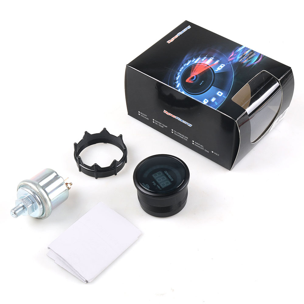 Car modification hydraulic strap sensor 12v Universal racing meter LED Scale + digital display 52MM