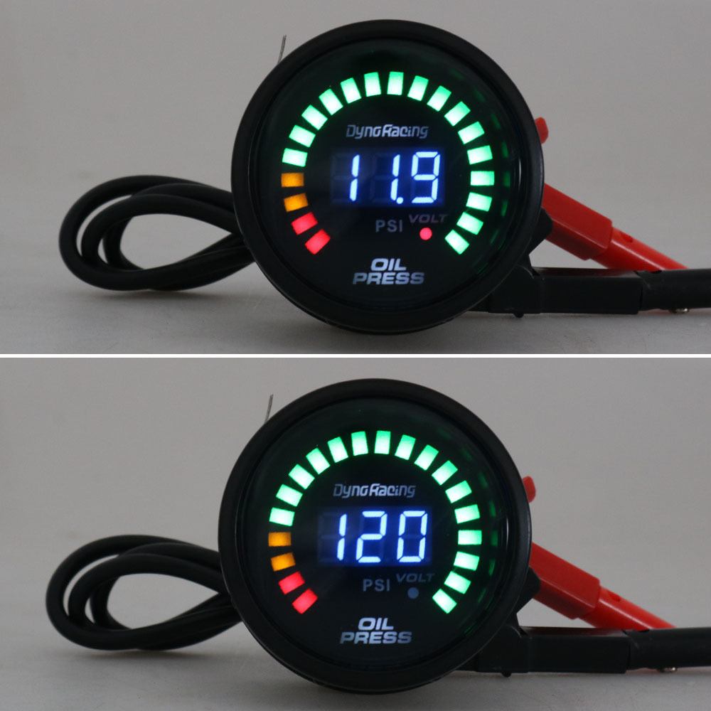 Car modification hydraulic strap sensor 12v Universal racing meter LED Scale + digital display 52MM