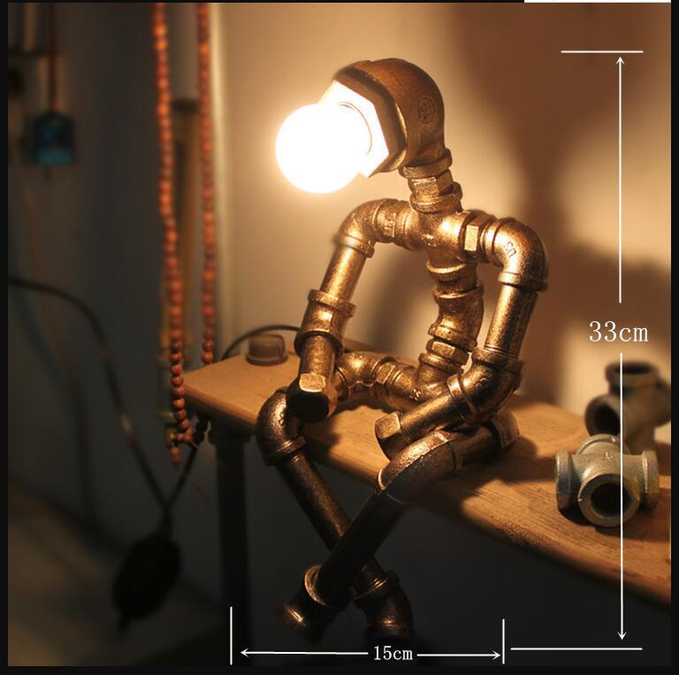 Cross-Border Popular Retro Table Lamp American Industrial Area Bar Cafe Personalized Creative Robot Water Pipe Table Lamp