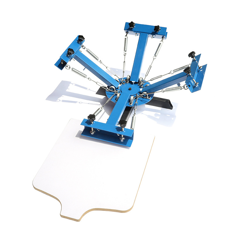 Заводская ручная машина для экранной печати, четырехцветная печатная машина, плоская платформа, 4 цвета, 1 позиция, оборудование для шелкографической печати
