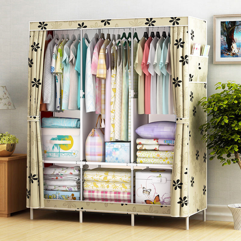 Ya Ruifan Reinforced Simple Cloth Wardrobe Storage Closet Dustproof Wardrobe Dormitory Steel Frame Reinforced Simple Modern Combination