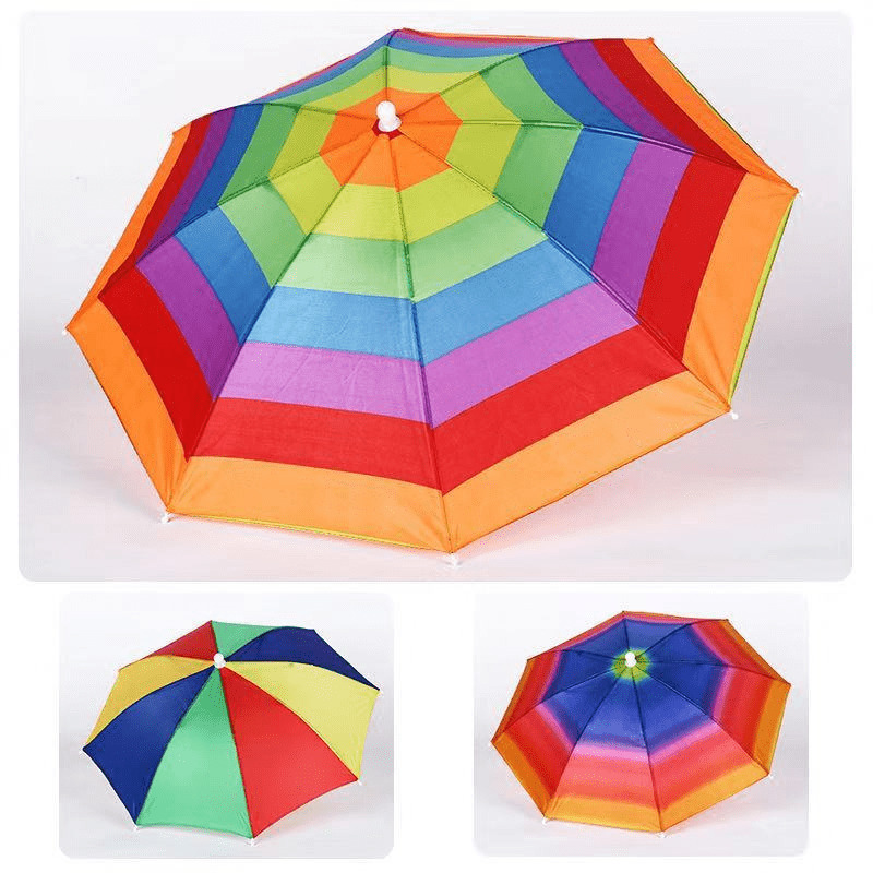 Factory Direct sun protection umbrella cap fishing sunshade double-layer breathable windproof umbrella cap tea picking head wearing umbrella for children and adults