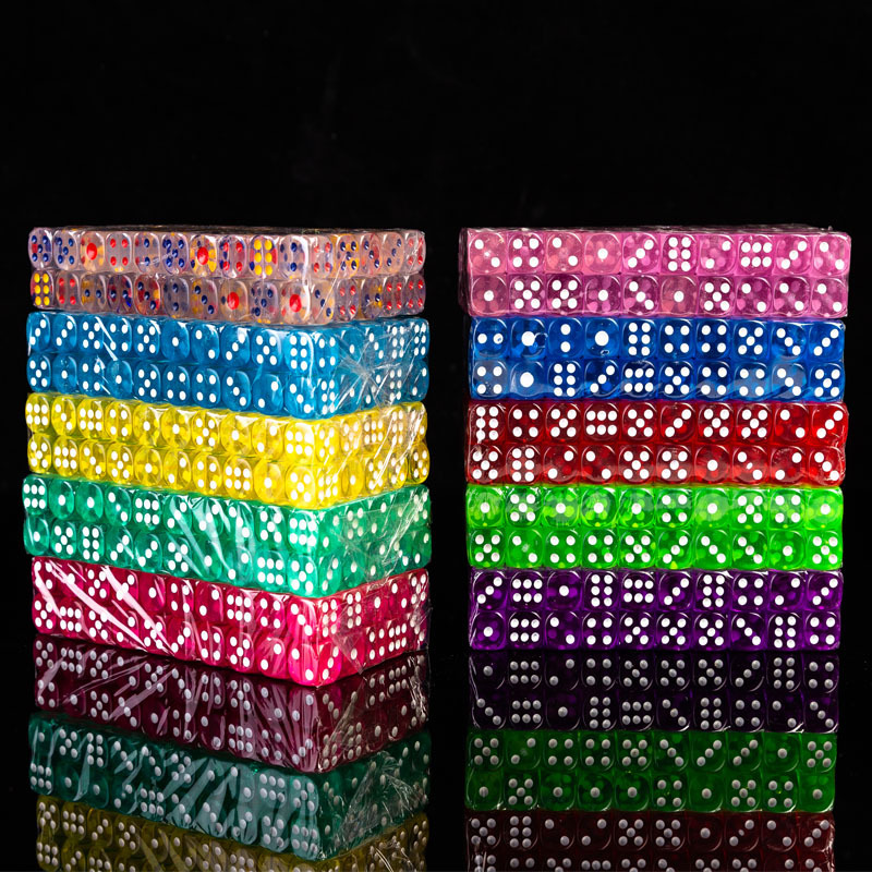 14mm Acrylic Colorful Transparent Dice Bar Dice Chess and Card Dice Crystal Sieve Dice Wholesale
