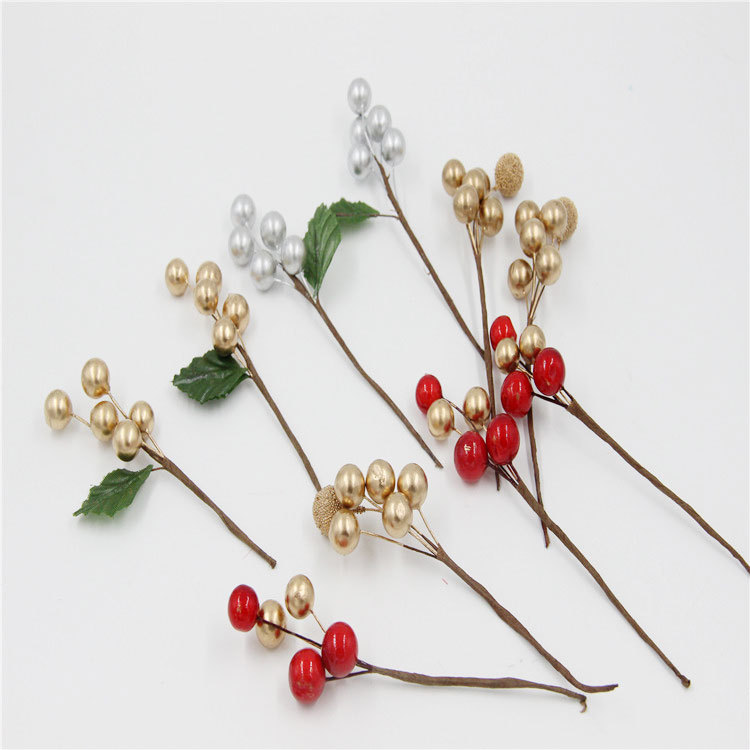 DIY handmade material simulation Golden Red Berries bouquet wedding candy box Christmas wreath decoration packaging material