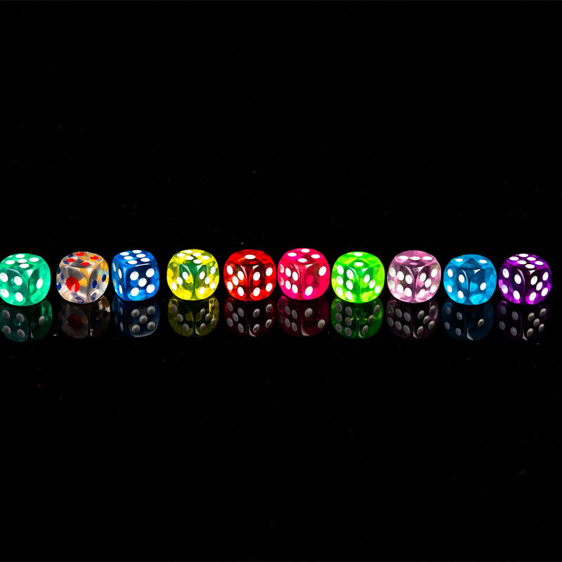 14mm Acrylic Colorful Transparent Dice Bar Dice Chess and Card Dice Crystal Sieve Dice Wholesale