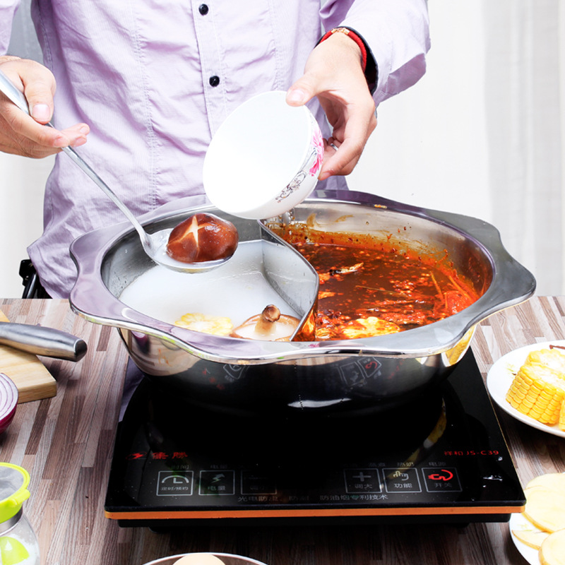 Thickened Mandarin Duck Pot Sun Hot Pot Stainless Steel Clear Soup Pot Octagonal Hot Pot Sun Pot Mandarin Duck Pot Hot Pot Household