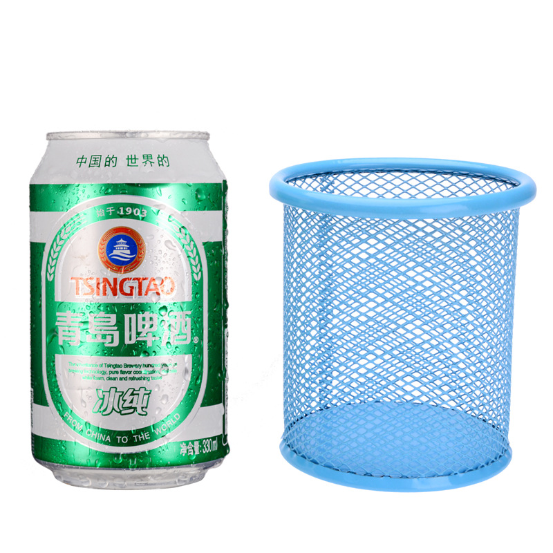 Iron Colorfuled Round Grids Metal Square Cut Out Pen Holder Student Stationery Desktop Office Supplies Storage Ornaments