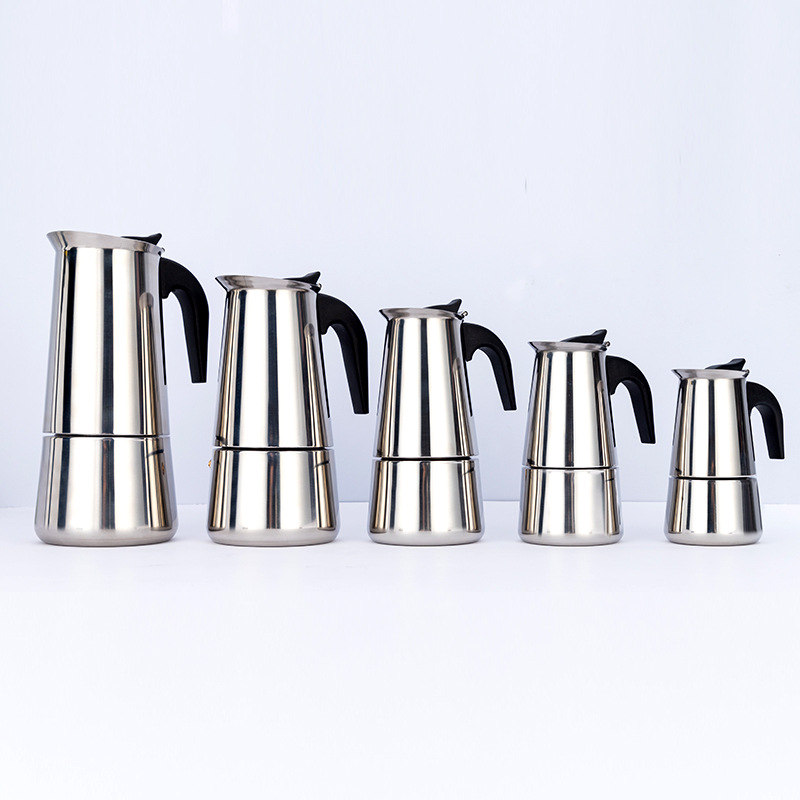 Cross-Border Popular Stainless Steel Moka Pot European Coffee Cup Portable Electric Coffee Pot Wholesale in Stock