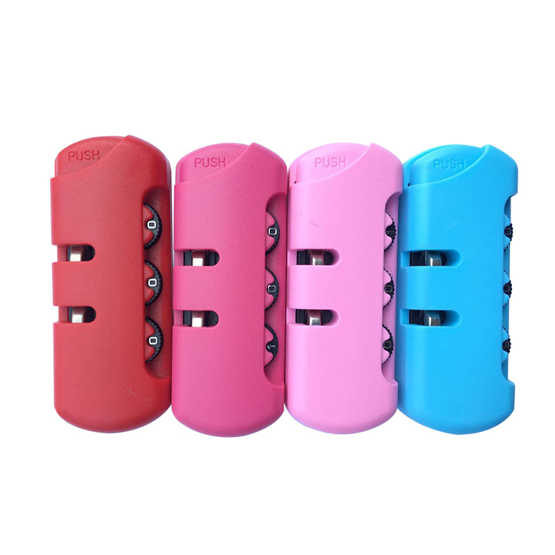 Factory spot luggage fixed lock luggage three digit combination lock suitcase ABS plastic pull tab lock