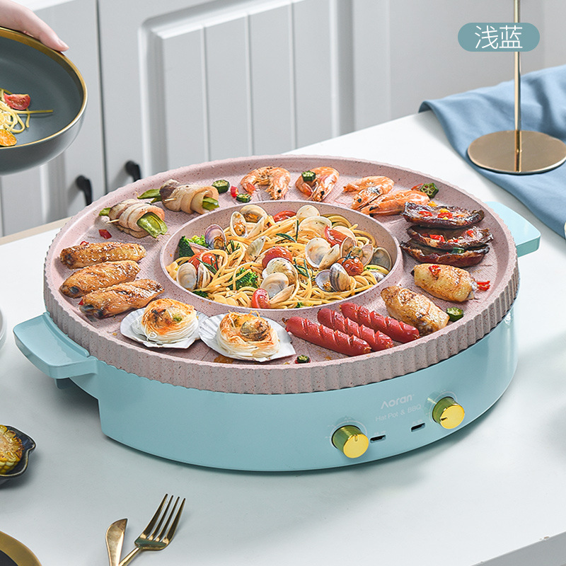 European standard electric barbecue oven roasting and rinsing integrated barbecue pot multifunctional barbecue machine roasting and roasting dual-purpose hot pot roasting and roasting integrated pot