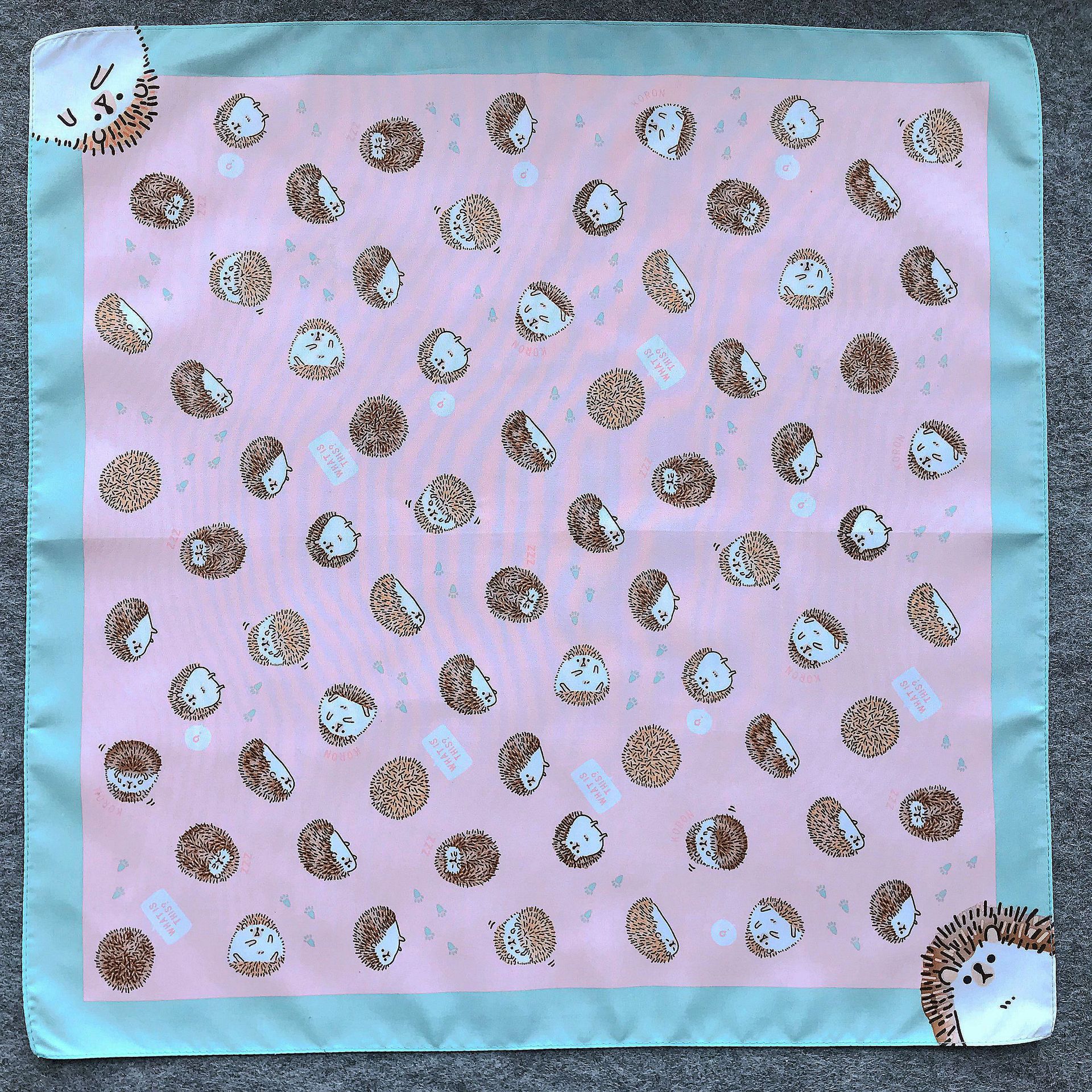 Our Factory Has a Large Stock of Wrapping Cloths, Polyester Cartoon Printed Square Scarves, Large Handkerchiefs, Japanese and Korean Style, Versatile and Fashionable