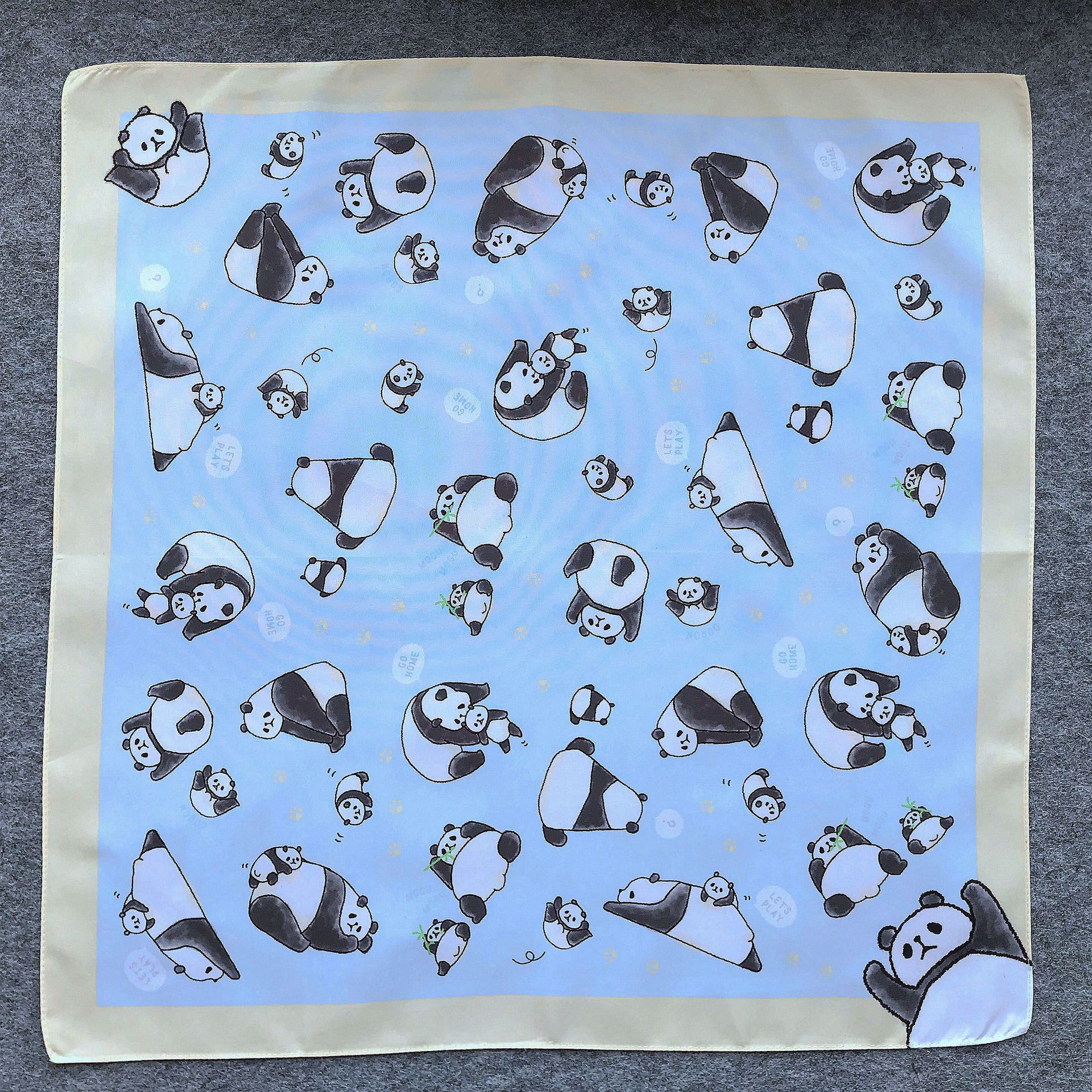 Our Factory Has a Large Stock of Wrapping Cloths, Polyester Cartoon Printed Square Scarves, Large Handkerchiefs, Japanese and Korean Style, Versatile and Fashionable
