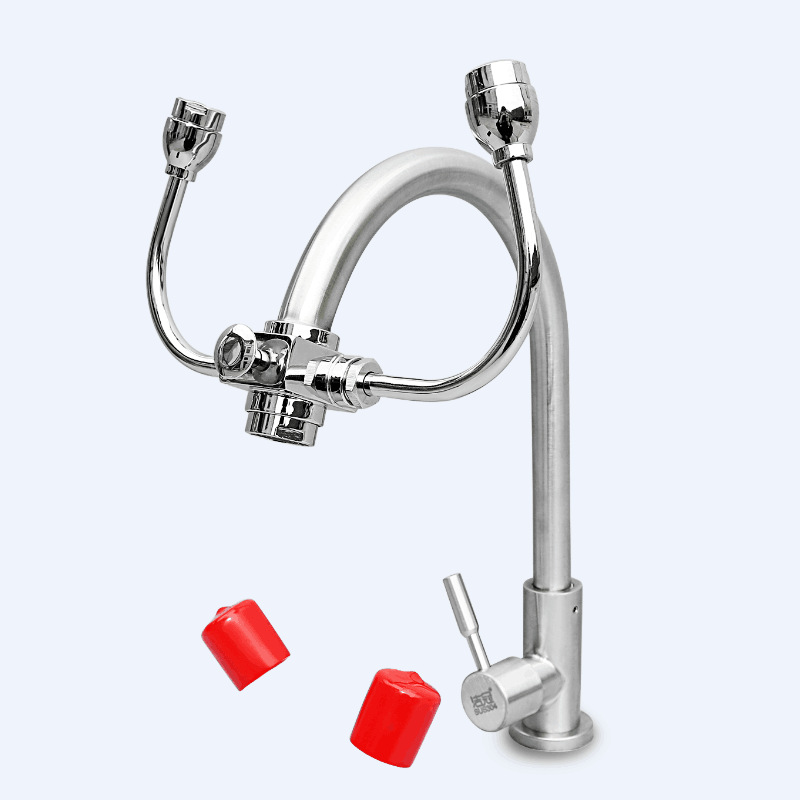 Factory Eye Washer All -304 Stainless Steel Simple Eye Washer Faucet Dual-use Portable Double-mouth Eye Washer