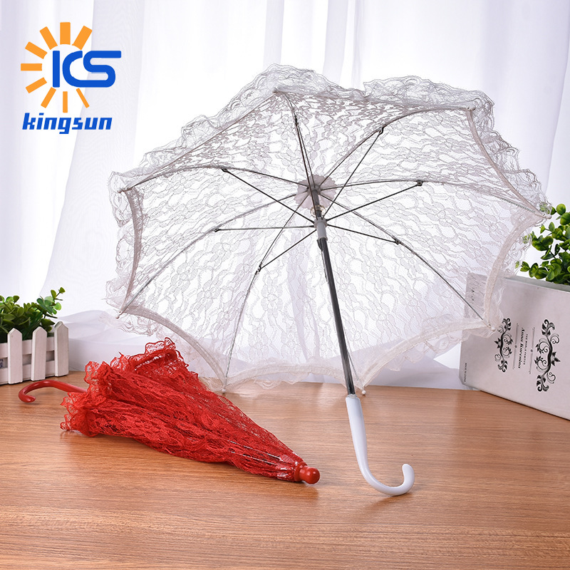 Европейский и американский белый свадебный цветочный зонтик декоративный маленький кружевной зонтик свадебный зонтик из нержавеющей стали длинная ручка свадебные принадлежности оптом