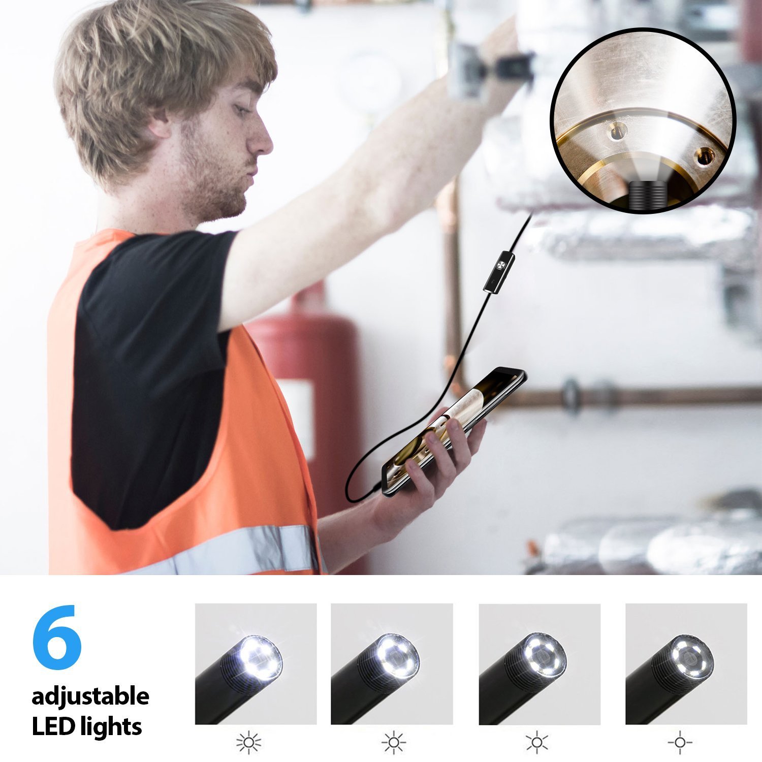 TYPE C Industrial USB endoscope HD camera waterproof pipe inspection auto repair unlock air conditioner