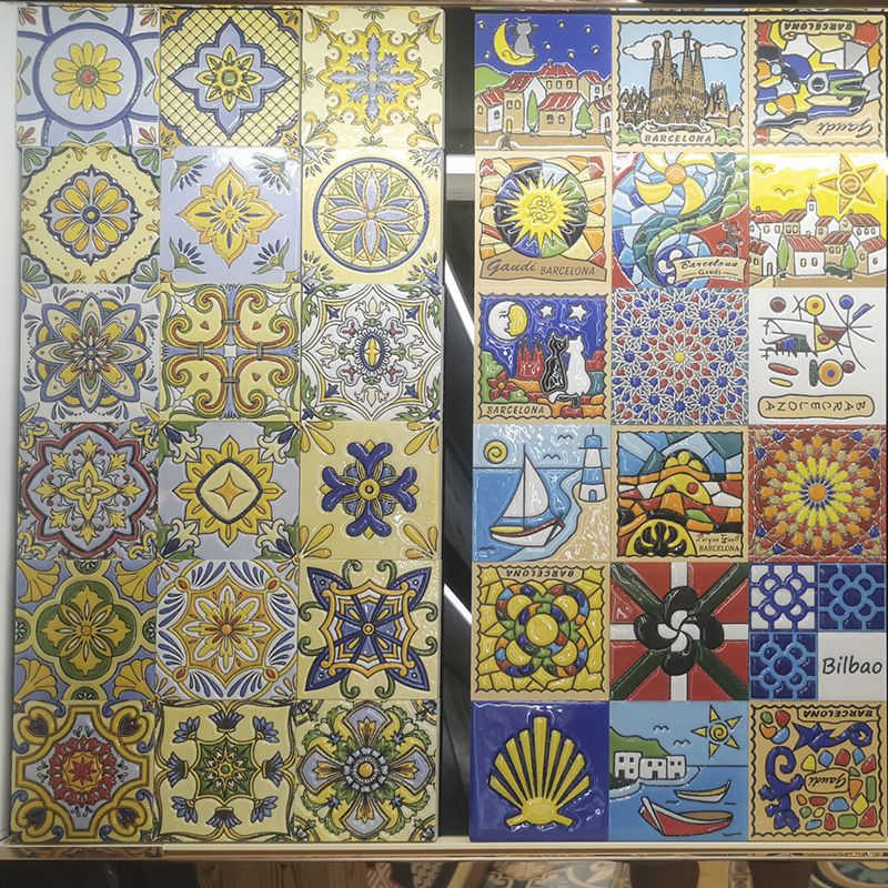 100 x 100 retro small tiles bright color waist line tile wall tiles bar tiles Embossed tiles