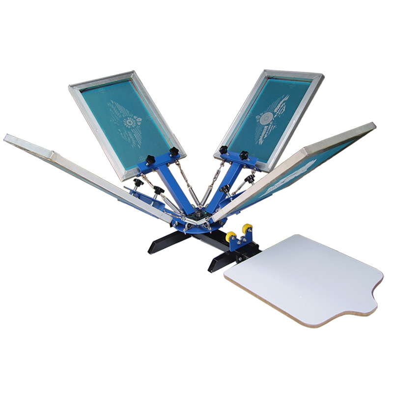 Простая 4-цветная ручная машина для печати на футболках