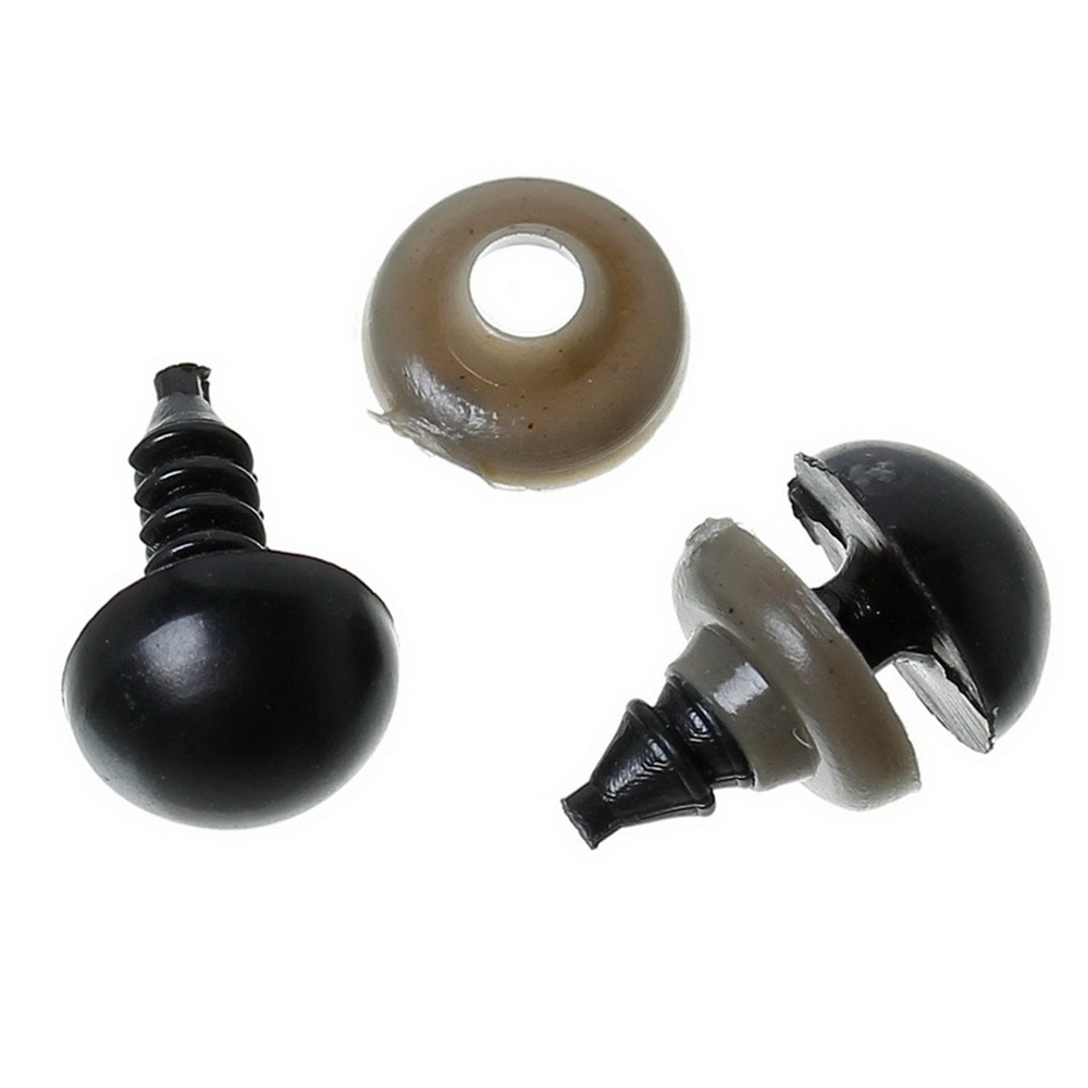5-50mm all black eyes with threaded feet cross-border explosions plastic animal eyes toy accessories teddy bear eyes