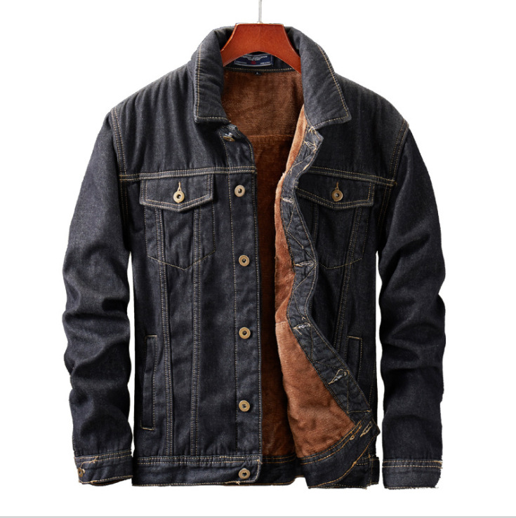 2018 Winter New Men's Denim Jacket with Fleece, Thickened and Warm Cotton Coat, Korean Style Slim Fit Trendy Plus Size Jacket
