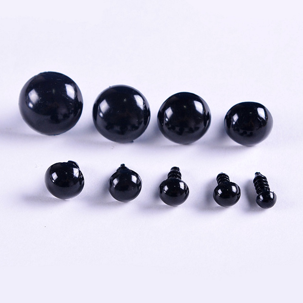 5-50mm all black eyes with threaded feet cross-border explosions plastic animal eyes toy accessories teddy bear eyes