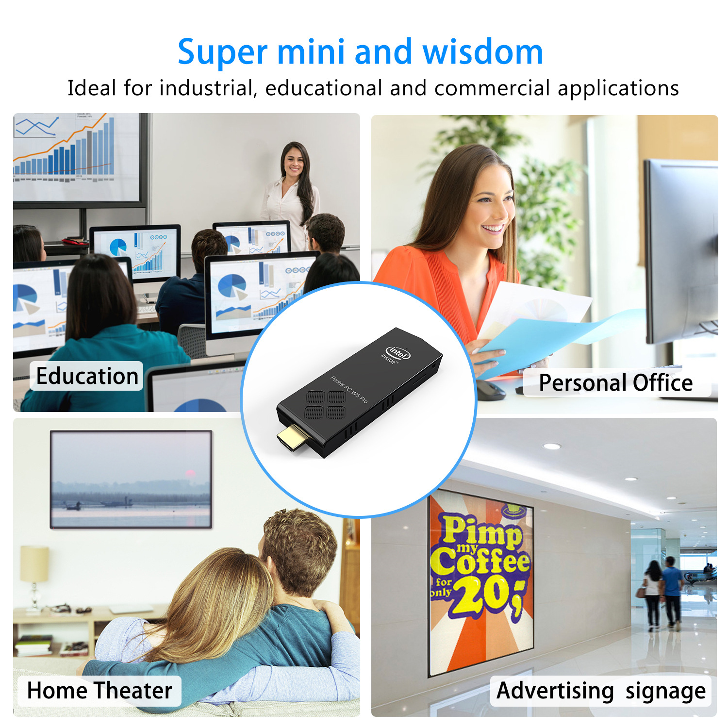W5Proz8350Minipc2G32G Quad-Core Host Win10 System Computer Stick Small Host Mini Microcomputer