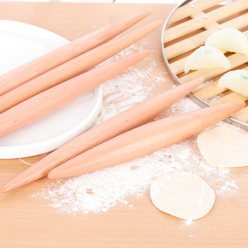Beech Pointed Rolling Pin Wooden Pointed Rolling Pin Dumpling Skin Pressure Pin Beech Rolling Pin
