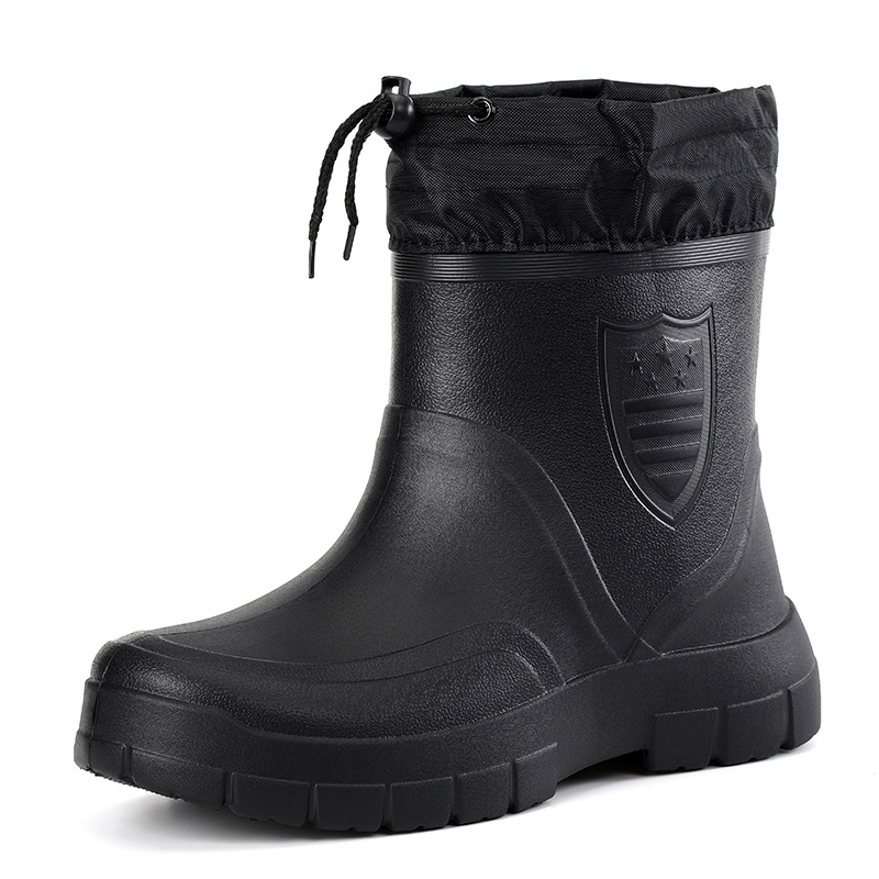 Aote Stepping Rain Protection Eva Rain Boots 901 Cotton Men's Low-Top Fleece-Lined Rain Boots Lightweight Three-Proof Labor Protection Water Shoes Rubber Shoes