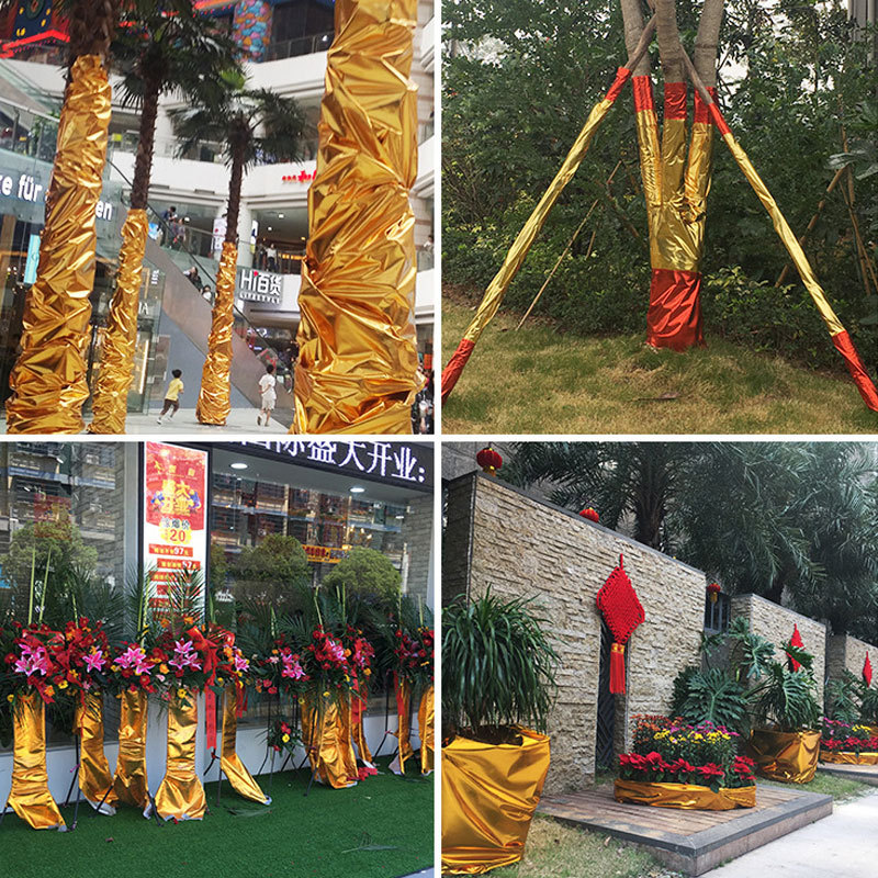 Gold Cloth gilding fabric pillar pleated cloth tree-wrapped crumpled gold cloth hotel pillar-wrapped wall decorative cloth gold cloth