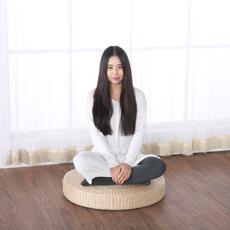 Round Straw Cattail Mat, Traditional Chinese Meditation Mat, Butt Mat, Futon, Tatami Cushion, Bay Window Meditation Cushion, Kneeling Tea Ceremony Mat