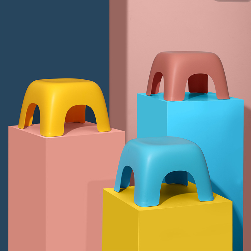 Household Living Room Cartoon Children's Stool Living Room Plastic Small Stool Thickened Bathroom Bath Low Rubber Stool Non-Slip Small Bench