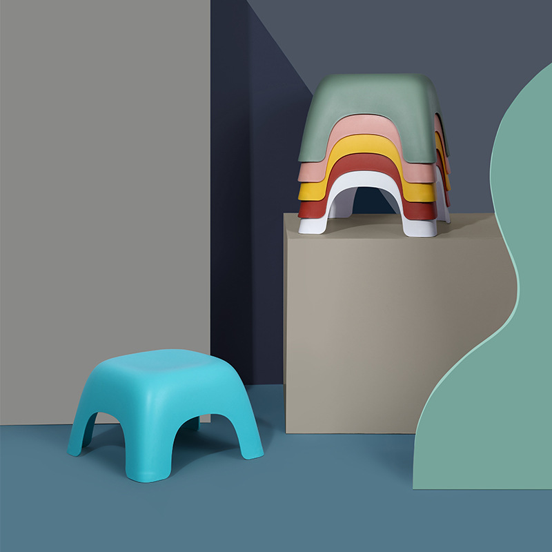 Household Living Room Cartoon Children's Stool Living Room Plastic Small Stool Thickened Bathroom Bath Low Rubber Stool Non-Slip Small Bench