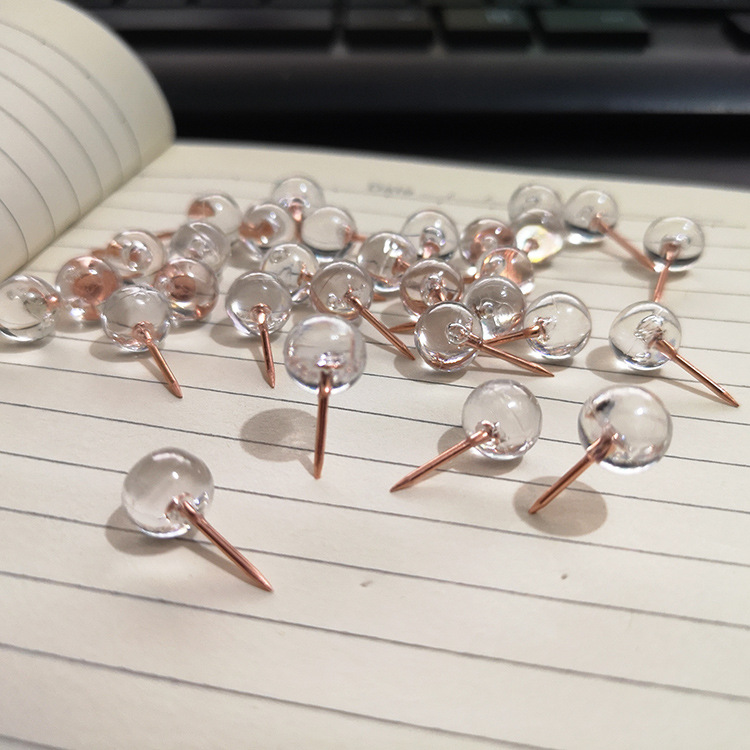 Прозрачные розовые золотые шариковые гвозди 9.5мм, художественные гвозди для рисования, специальные гвозди для пробковой доски