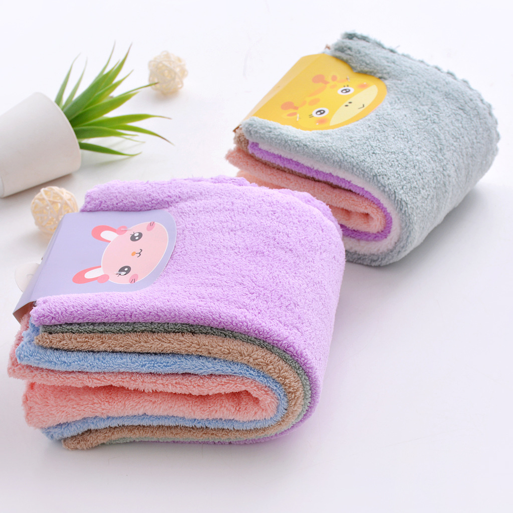 Warp knitted coral fleece lace square towel 30*30 thick absorbent soft kitchen dishwashing cloth small handkerchief logo