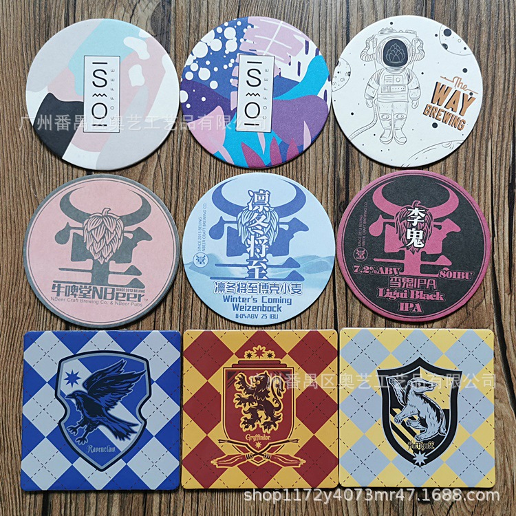 Factory printing absorbent paper coasters wholesale bar coasters silk screen cork coasters advertising paper coasters custom
