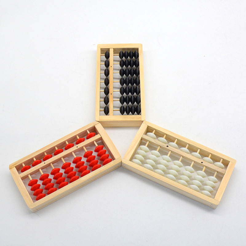 7 Gears 5 Beads Wooden Small Abacus for Kidsren to Learn Abacus Students Abacus Mental Arithmetic Black Beads White Beads Small and Lightweight