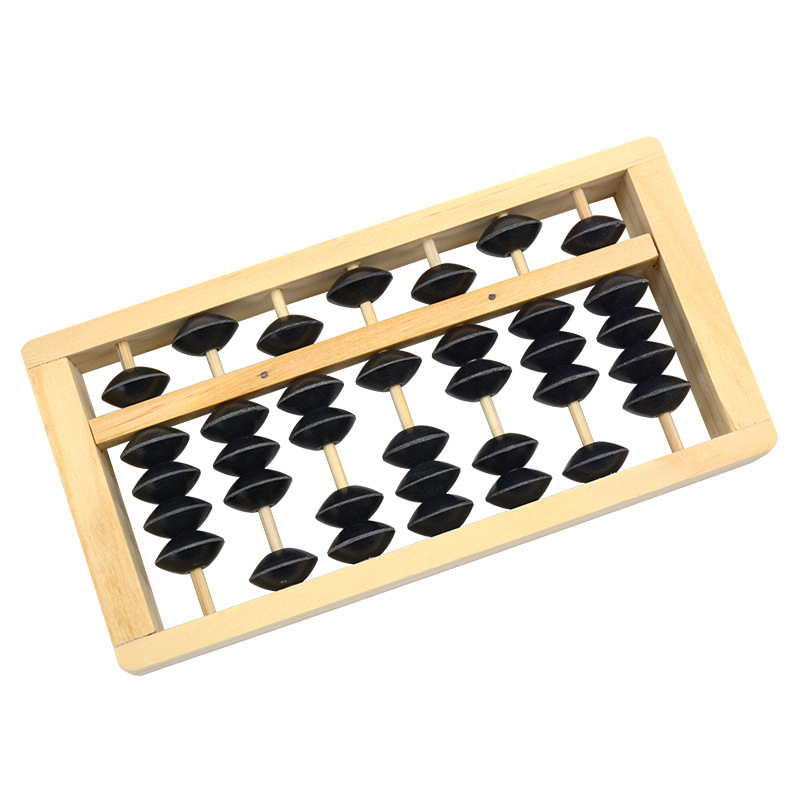 7 Gears 5 Beads Wooden Small Abacus for Kidsren to Learn Abacus Students Abacus Mental Arithmetic Black Beads White Beads Small and Lightweight
