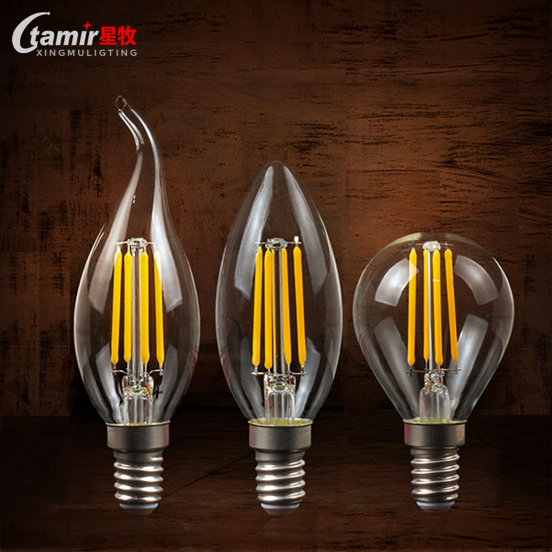 Lamp Filament Antique Led Filament Retro E14 Small Screw Tip Bubble Warm Yellow Light Edison Candle Bulb Free Shipping