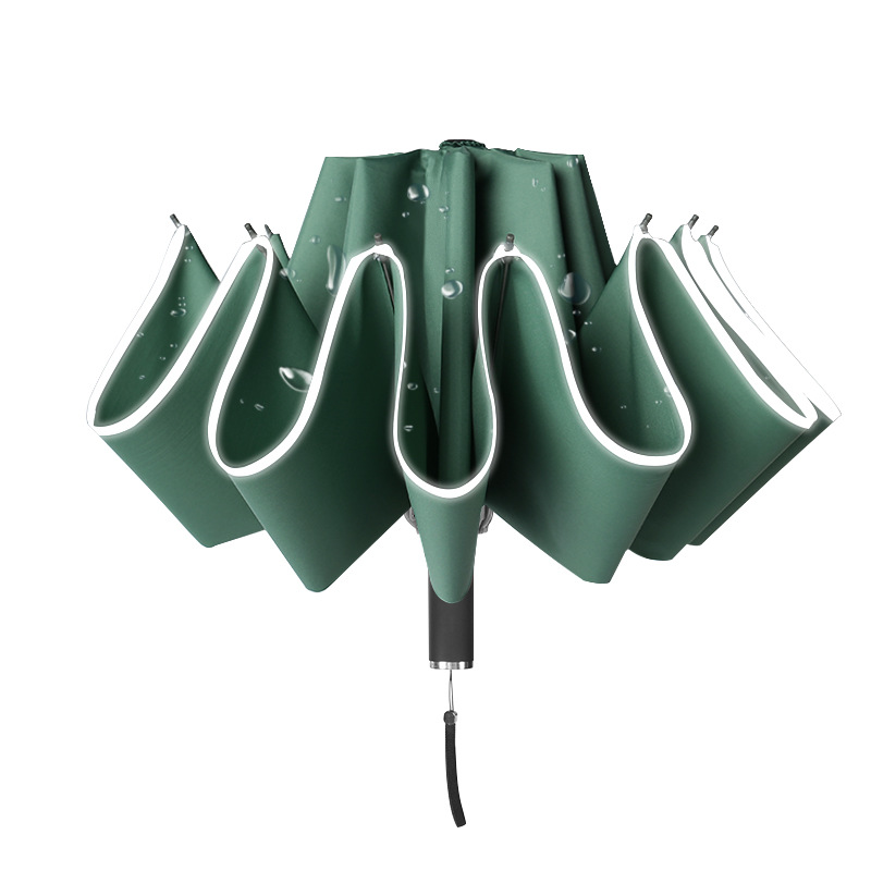 Cross-border creative full-automatic ten-bone folding car reverse umbrella edging reflective umbrella printed logo umbrella advertising umbrella