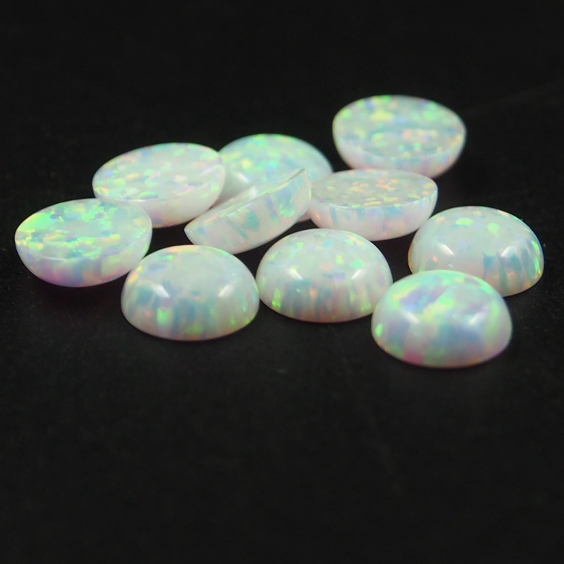 Source Manufacturer Round Denier Flat Base Plain Opal Bare Stone Synthetic Opal Gem Artificial Opal Opal