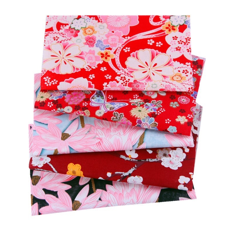 Japanese Style Hot Stamping Packaging Patchwork Cloth Set Plain Pattern Cloth Pure Cotton Small Floral Handmade DIY Cotton Cloth Manufacturer