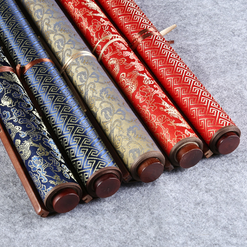 High-end imitation Xuan brocade ten thousand times water writing cloth scroll writing brush calligraphy practice blank rice character grid water writing cloth wholesale