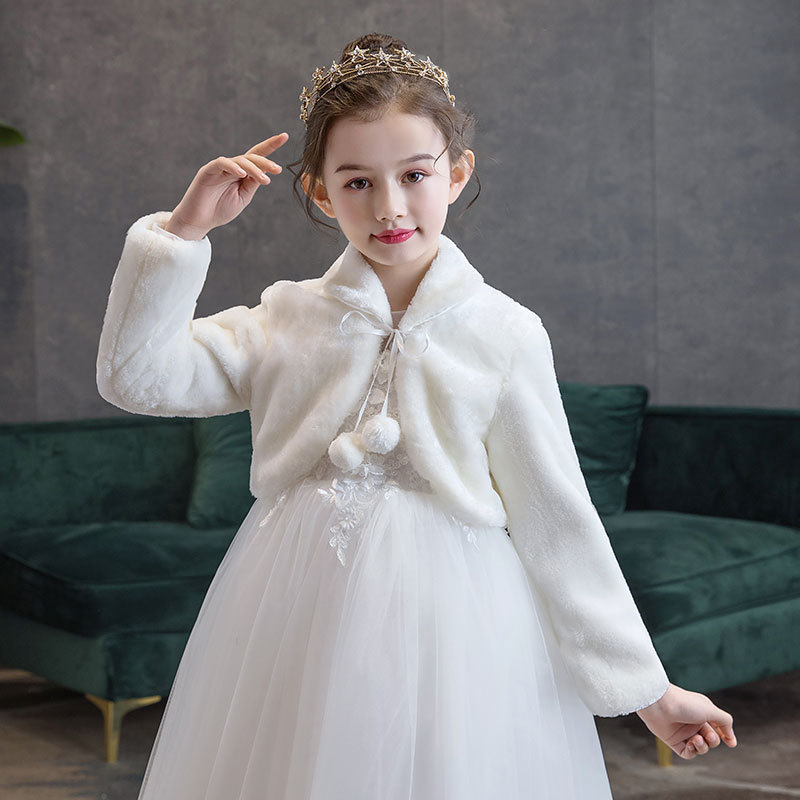 2021 Autumn and Winter Children's Wool Shawl Girls' Jackets Flower Girl Dresses Matching Jackets Children's Performance Clothes Waistoutwear Sleeves