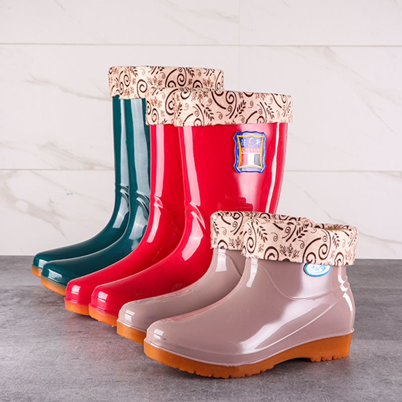 Теплые хлопковые дождевики для женщин, низкие и высокие водонепроницаемые сапоги для рыбалки, зимние и летние резиновые сапоги для мойки автомобилей