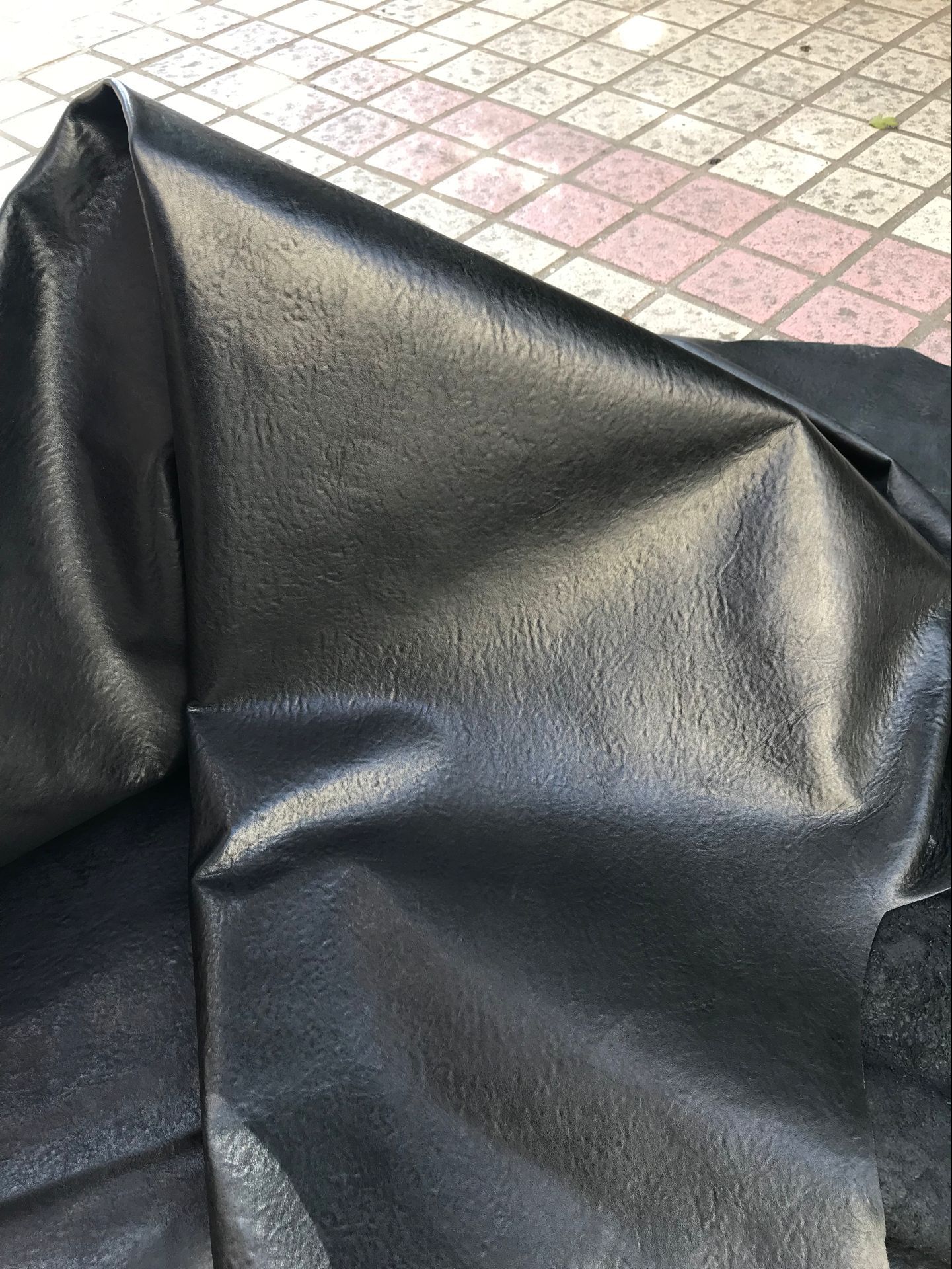 Glossy Vegetable Tanned Horsehide Vegetable Tanned Leather Clothing Horsehide Motorcycle Clothing Clothing Fabric Leather Leather Black