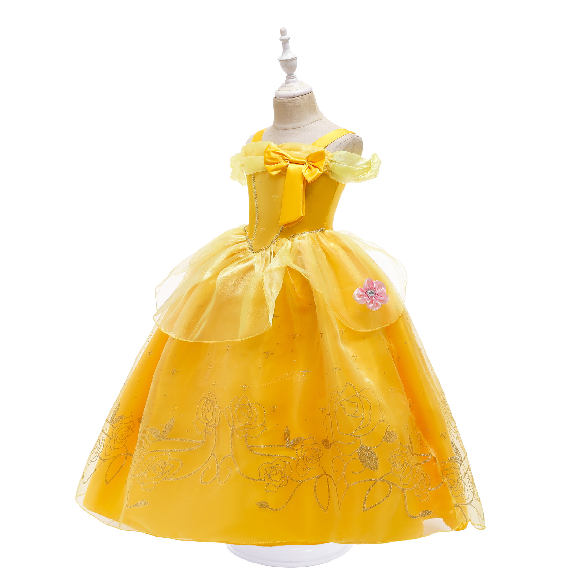 2025 Foreign Trade Girls Frozen Princess Dress Belle Princess Dress Children's Day Birthday Christmas Performance Dress