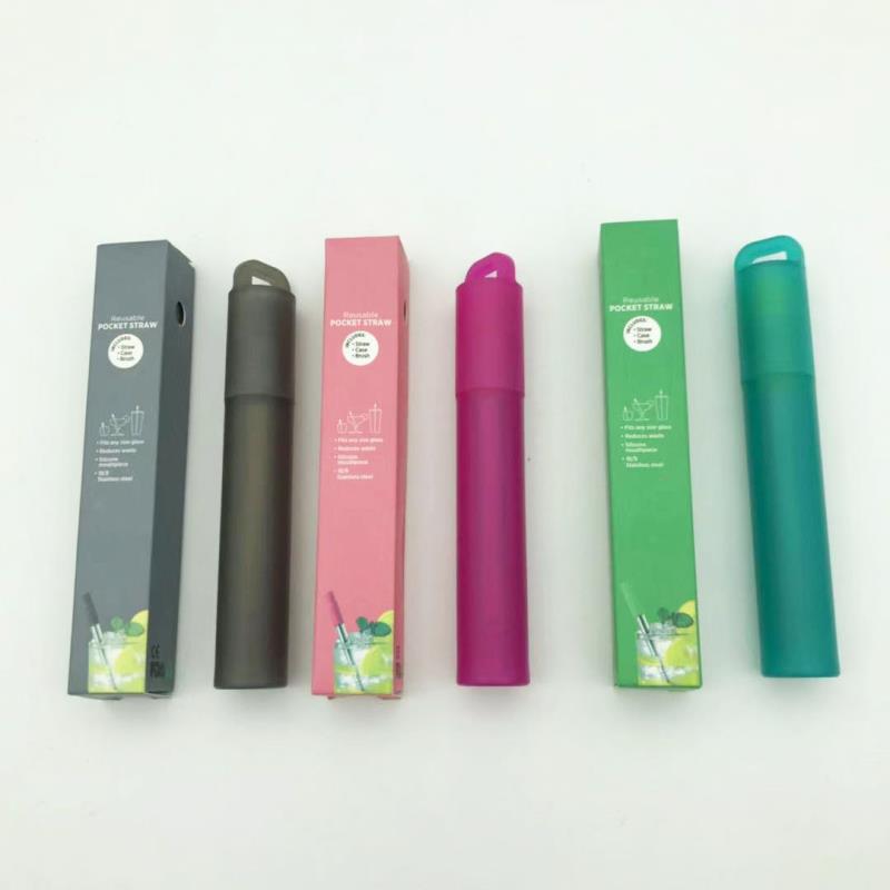 New cross-border stainless steel telescopic straw creative 304 stainless steel milk tea metal folding straw environmental protection straw