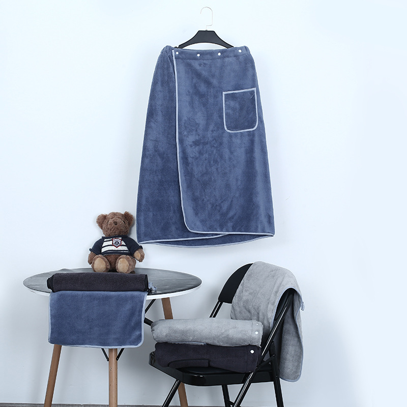 Dropshipping High-Density Thickened Soft Coral Velvet Bath Skirt Towel Set Adult Wearable Bath Towel Wholesale
