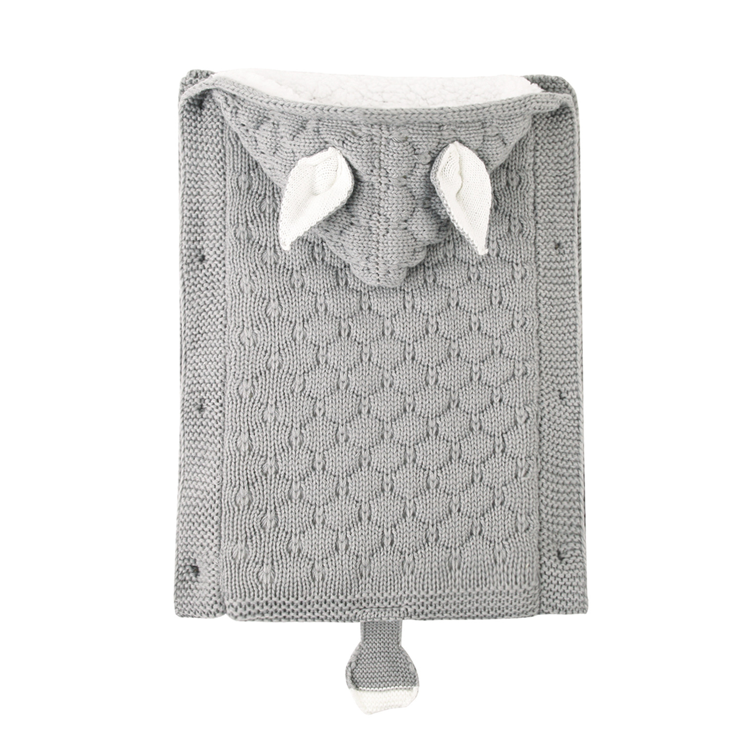 Autumn and winter New baby stroller sleeping bag European and American Knitted button plus velvet warm mini ears small tail sleeping bag