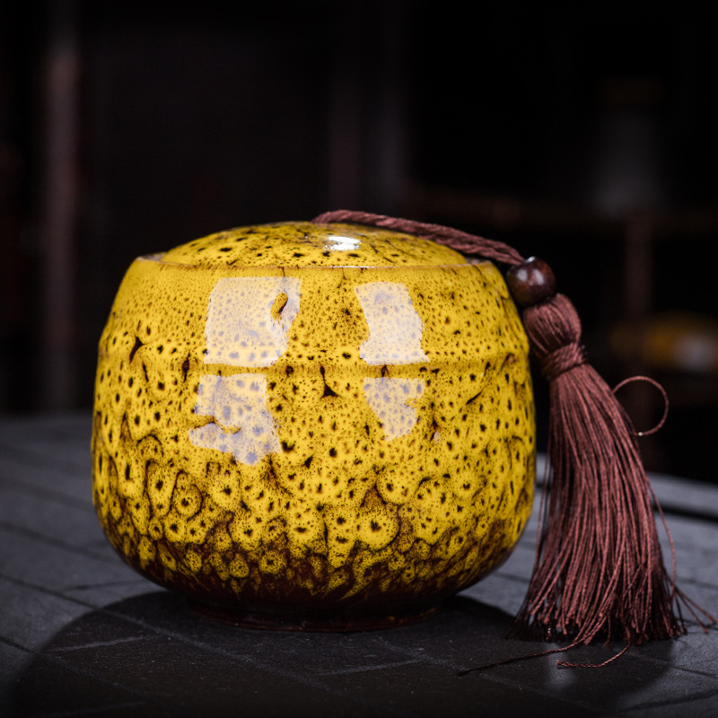 Ceramic tea jar small size mini portable kiln sealed jar household tea storage jar fragrant powder medicine jar empty jar